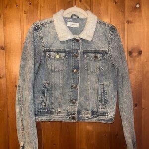 Denim Jacket with Shearling Collar